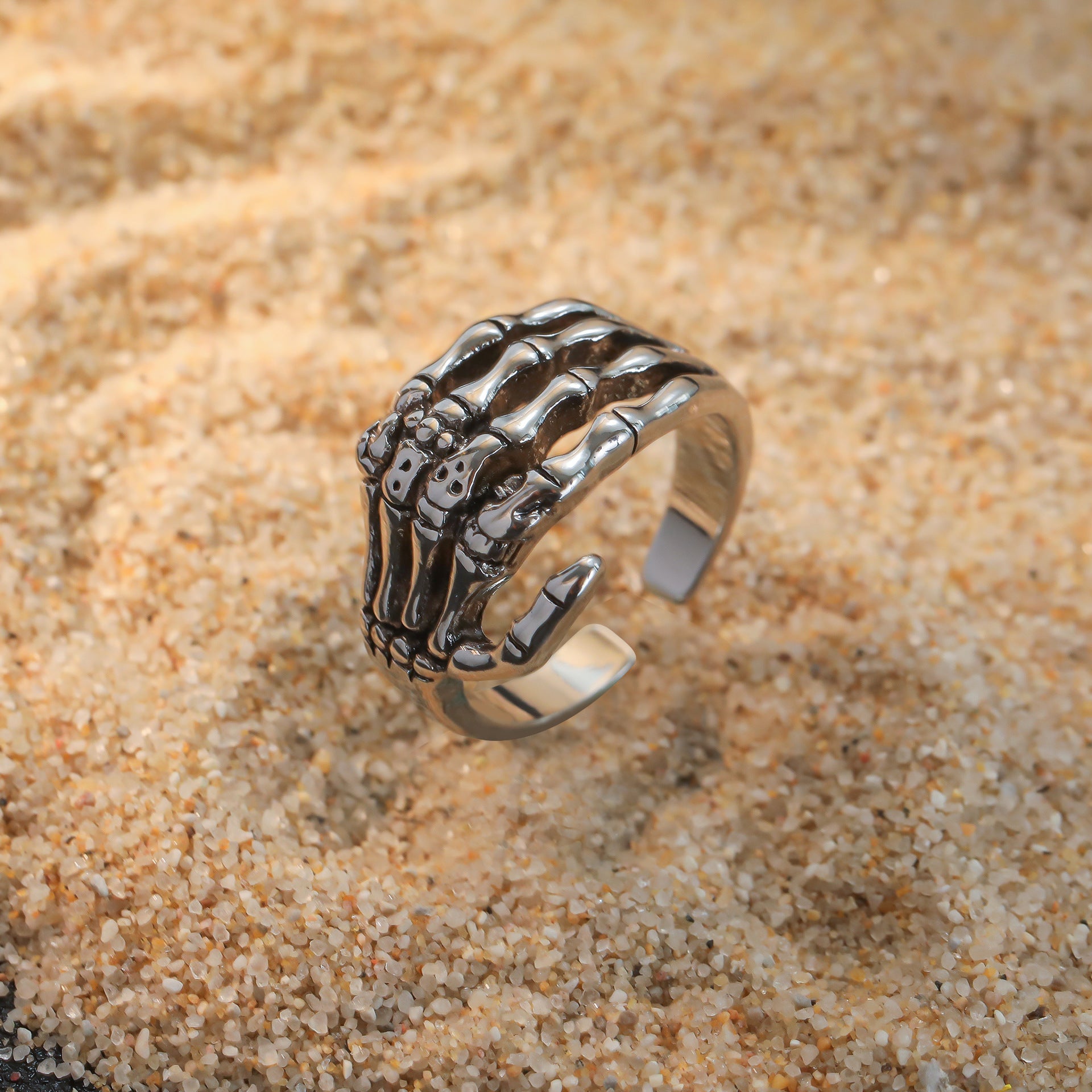 Wholesale Retro Personalized Punk Skull Claw Opening Adjustable Ring