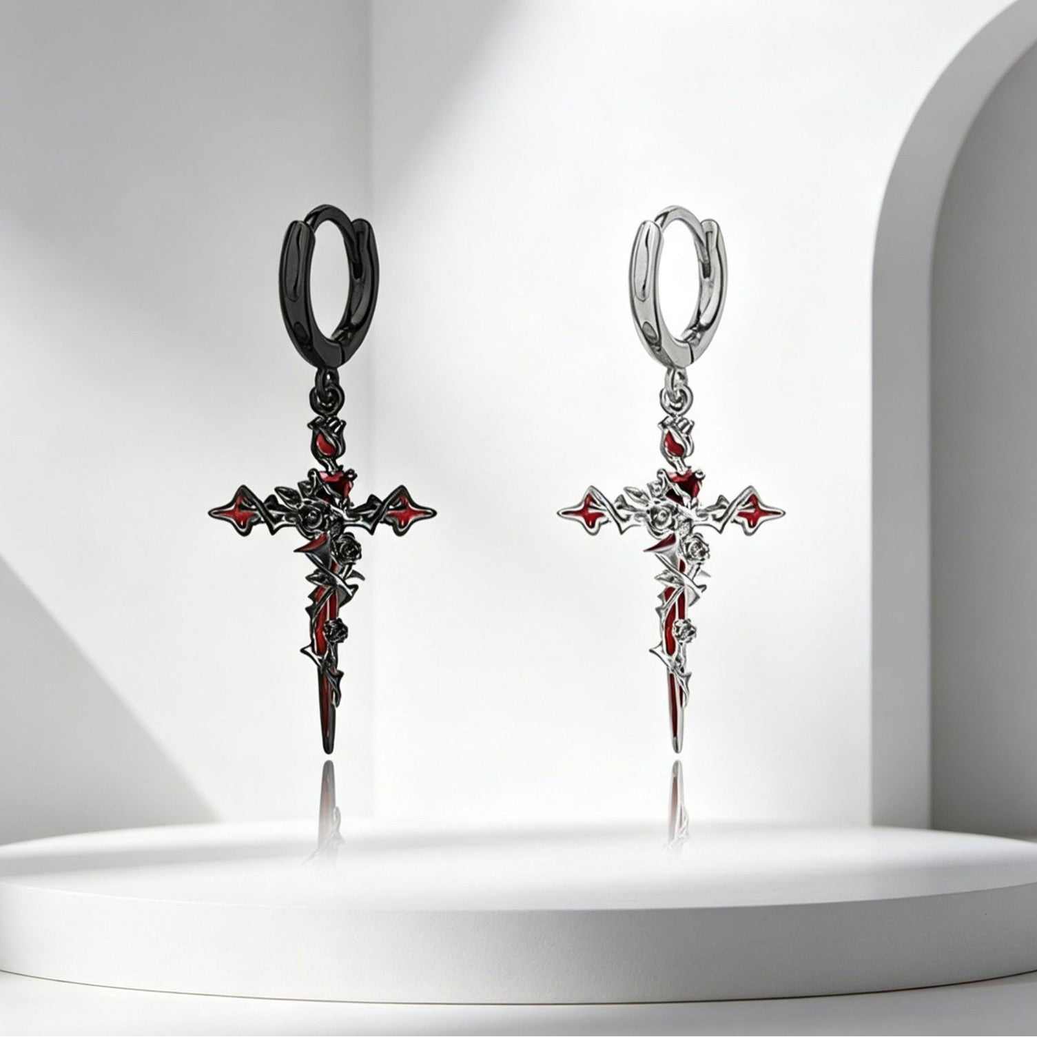 Wholesale Black Gothic Cross Earrings - Retro  Party Jewelry Accessory