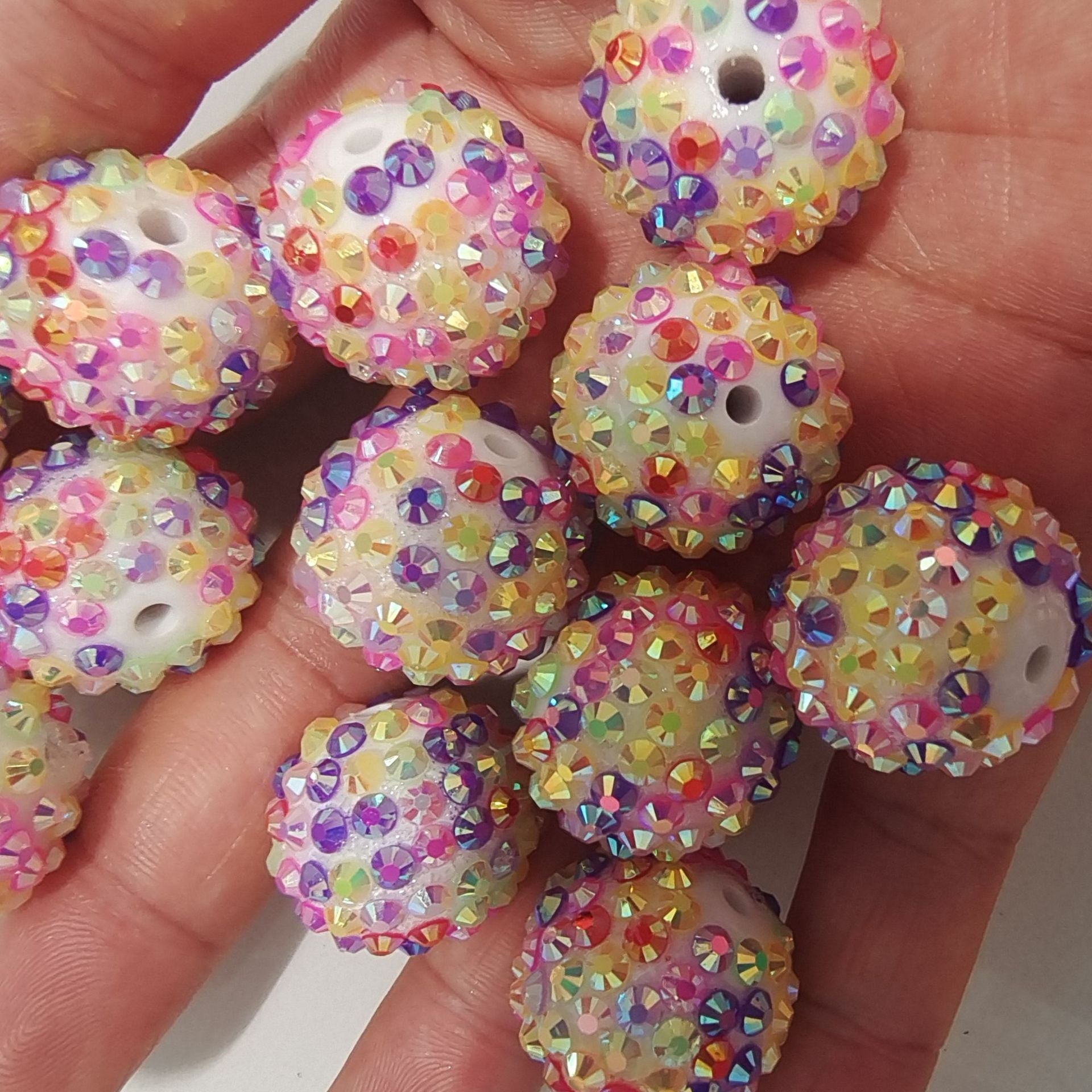 Wholesale 5pcs 10MM-22MM Resin Diamond Beads Spring Color AB Diamond Mixed Color Diamond Beads ACC-BDS-NiJia051