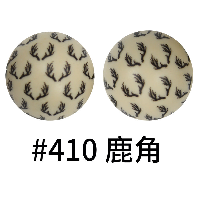 Wholesale 50pcs 15mm Western Style Leopard Skull Color Aztec Printed Silicone Balls Beads ACC-BDS-HeSheng002