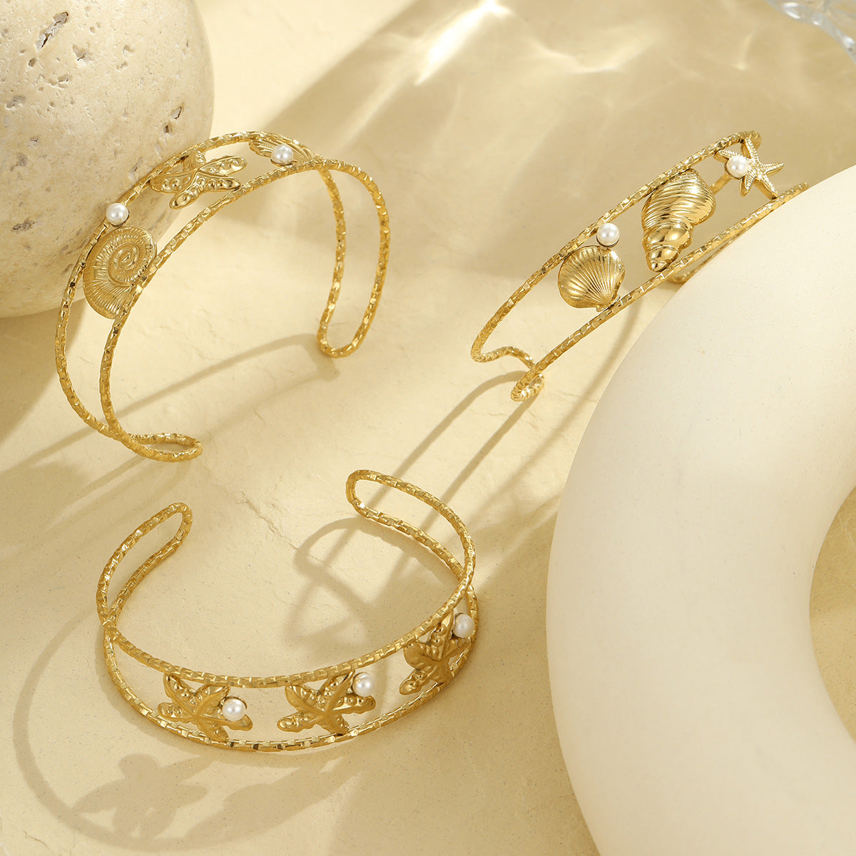 Wholesale Marine Series Starfish Conch Stainless Steel Bracelet