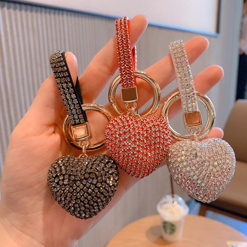 Wholesale Colorful Rhinestone Heart Shape Keychain Rhinestone Keychain Lanyard Keychain ACC-KC-ShuoT012