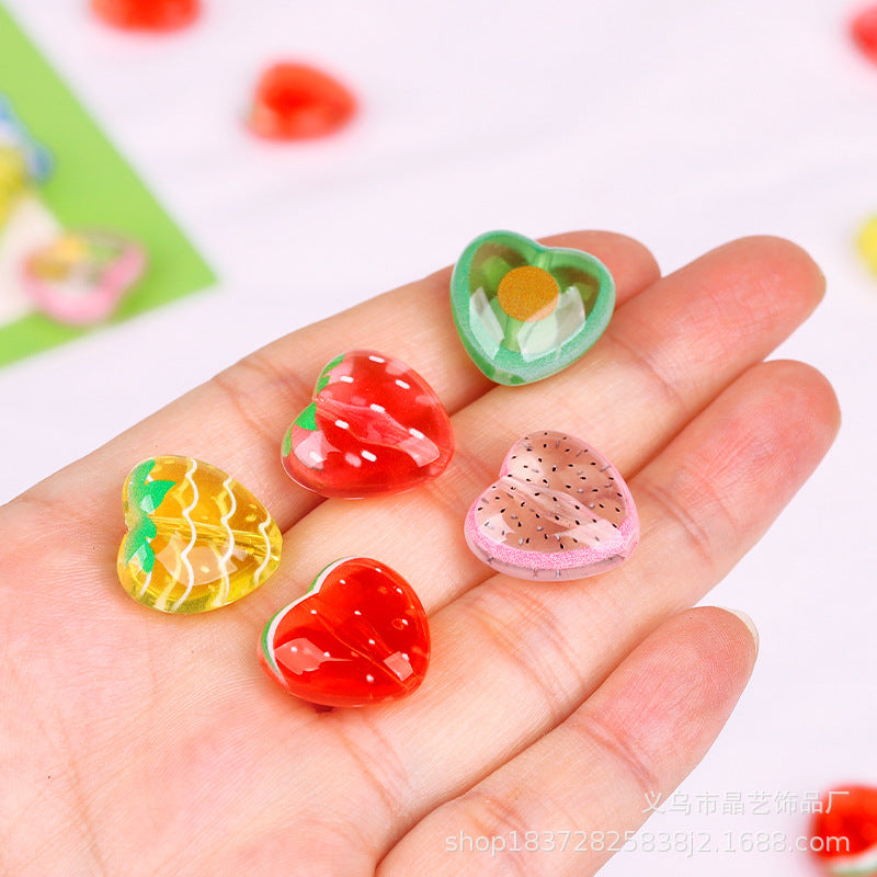 Wholesale random 10pcs Transparent Fruit Focal Beads DIY Bead Accessories