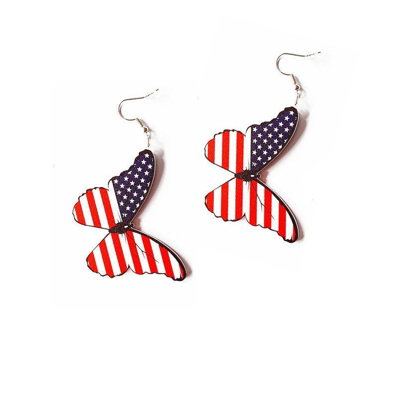 Wholesale American Independence Day Butterfly Sunflower Acrylic Earrings ACC-ES-YiYuan004