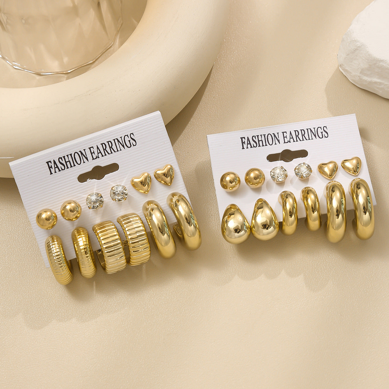 Wholesale 12Pcs Water Drop Earring Set With Studs Gold Plated Resin Fashion Jewelry Accessory For Women Gift And Boutique Resale