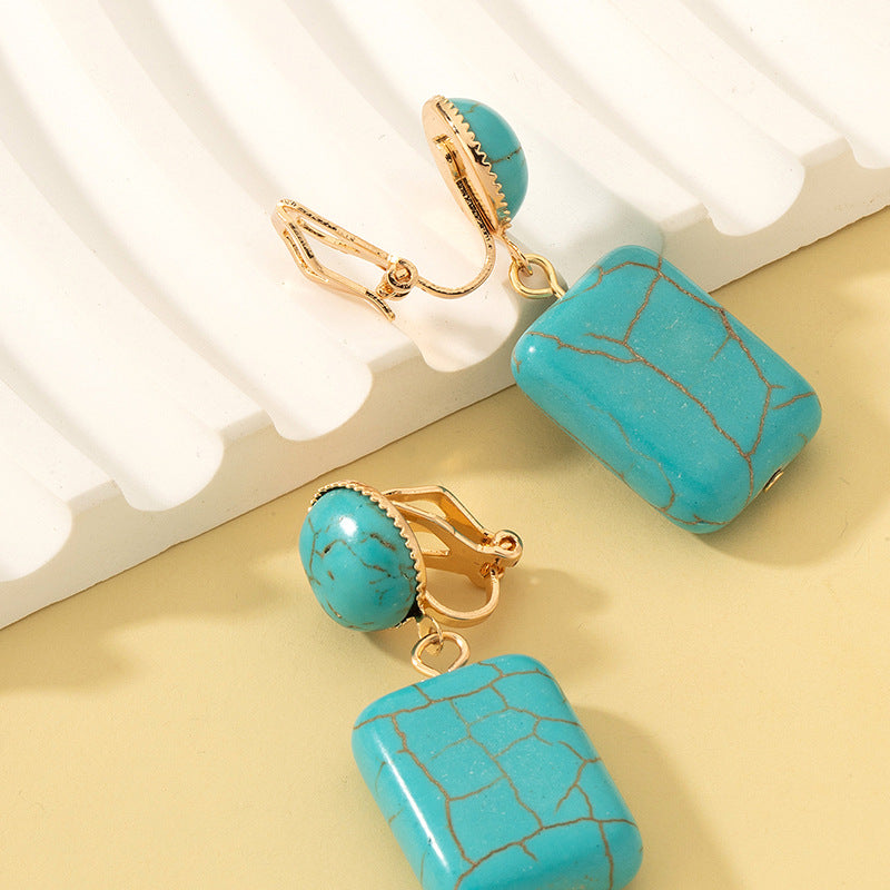 Wholesale Geometric Ethnic Style Turquoise Earrings Electroplated Party Wear Gift
