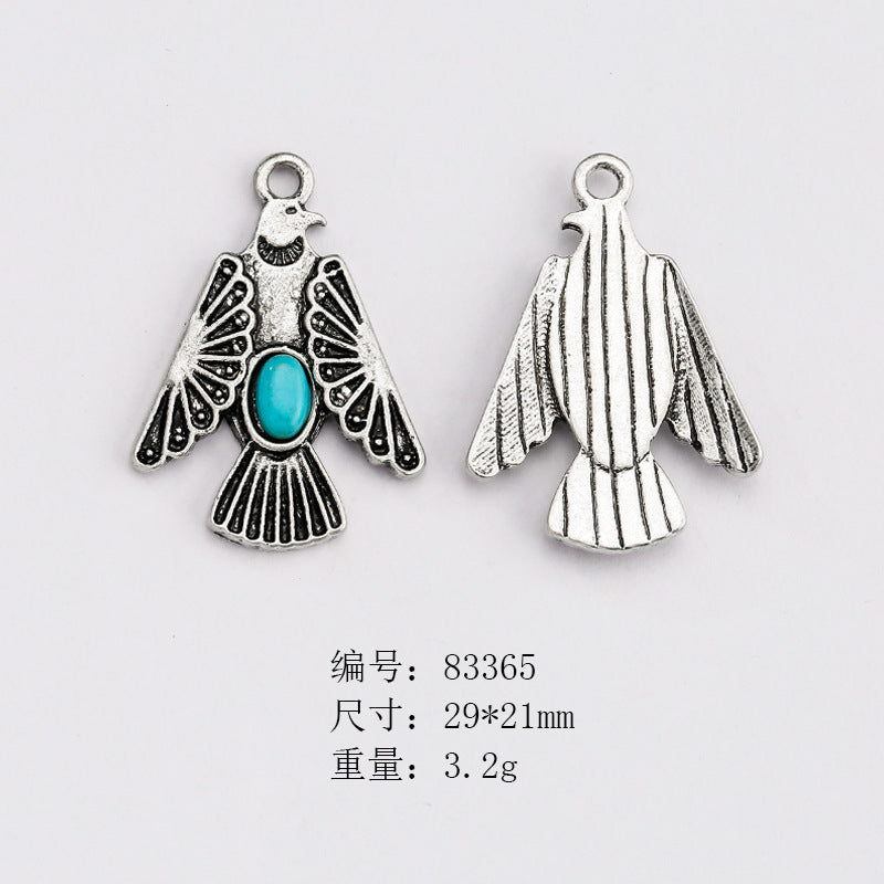 Wholesale Ethnic Retro Style Turquoise Alloy Diy Bracelet Necklace Pendant Accessories ACC-PT-Yongc003