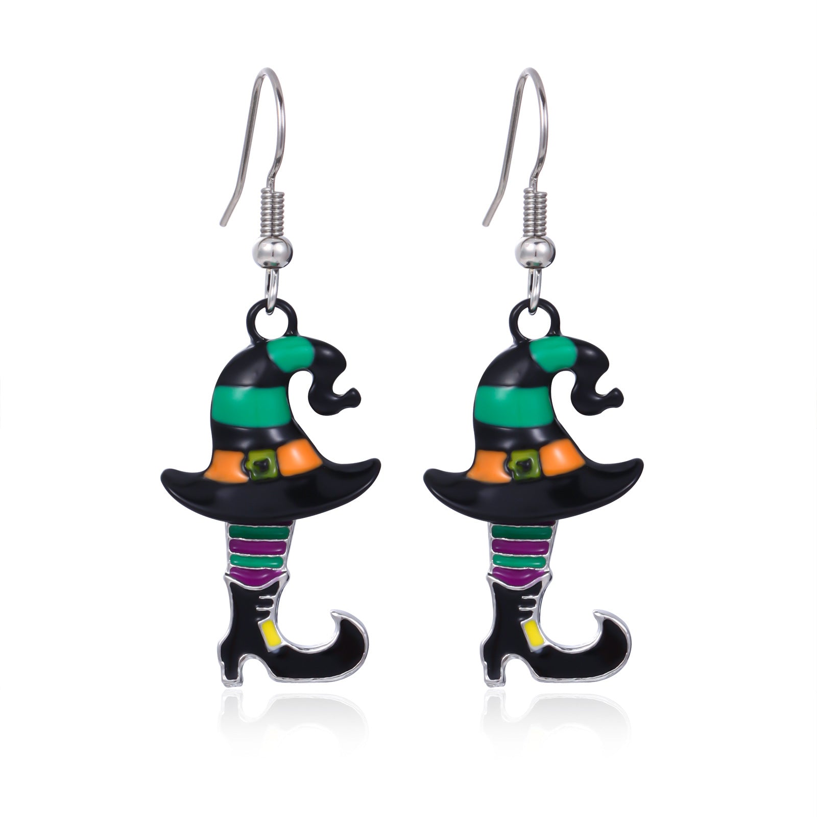 Wholesale  Diamond-Encrusted Zinc Alloy Cat Pumpkin  Web Skull Earrings