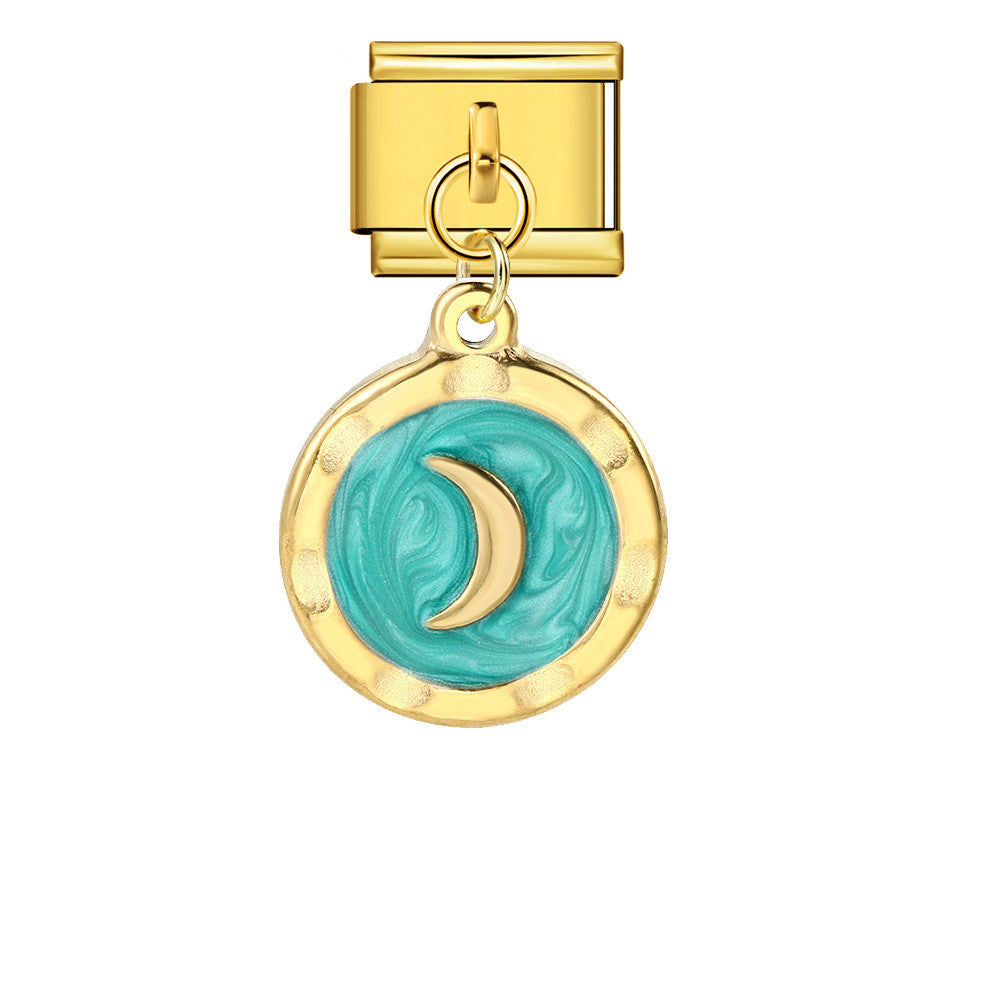 Wholesale Italian Charm Bracelet 9mm DIY Splicing Gold and Silver Round Pendant Stainless Steel Composable Bracelet