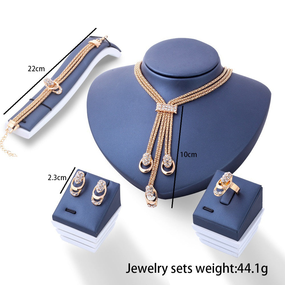 Wholesale  Gold Plated Exaggerated Crystal Jewelry suit