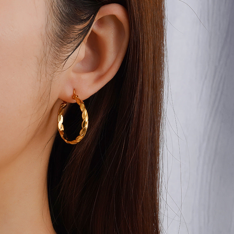 Wholesale  twisted titanium steel earrings