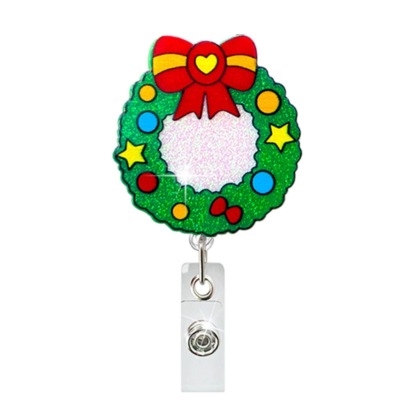 Wholesale Christmas Tree Holiday Glitter Badge Clip Retractable Keychain ACC-KC-LingYu014