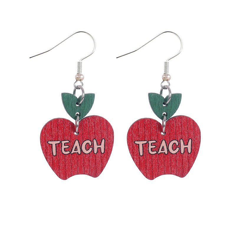 Wholesale  Border Letter Apple Earrings