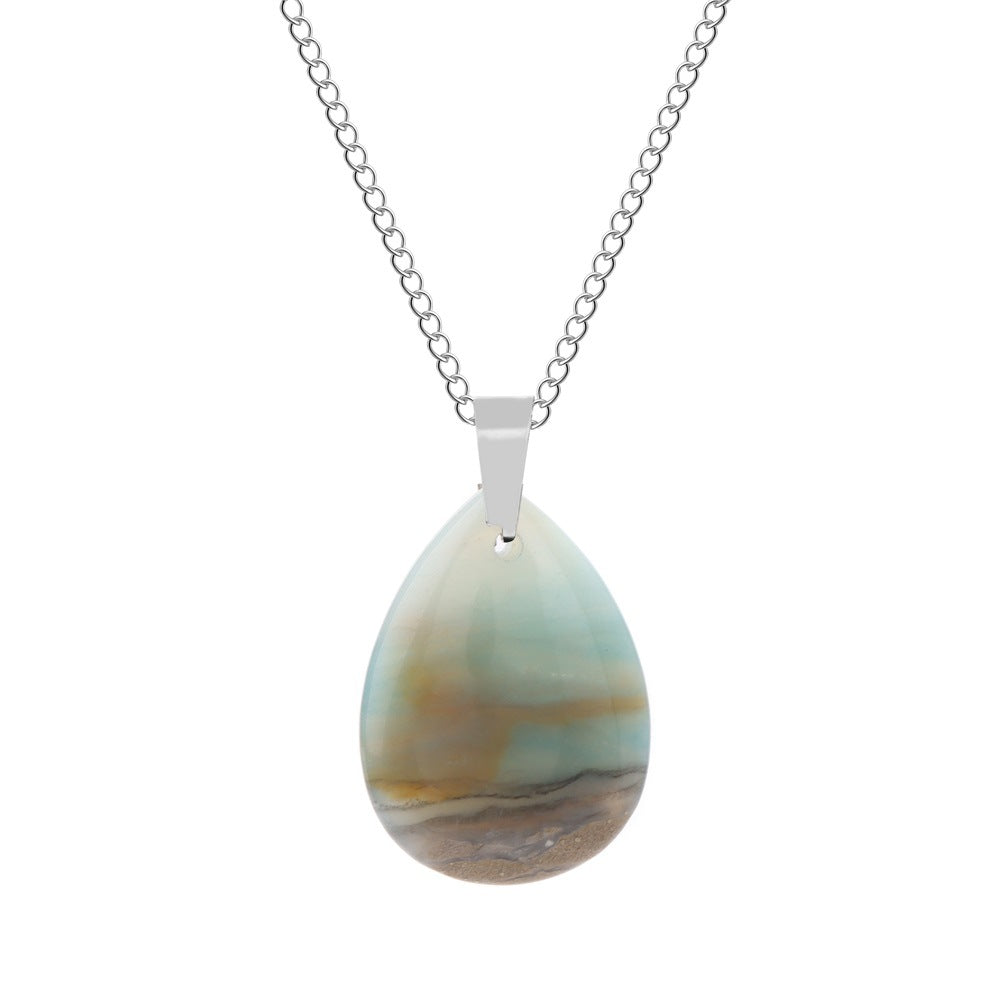 Wholesale Natural Crystal Pendant Necklace Stainless Steel O-Chain with Lobster Clasp Boutique Jewelry Accessory