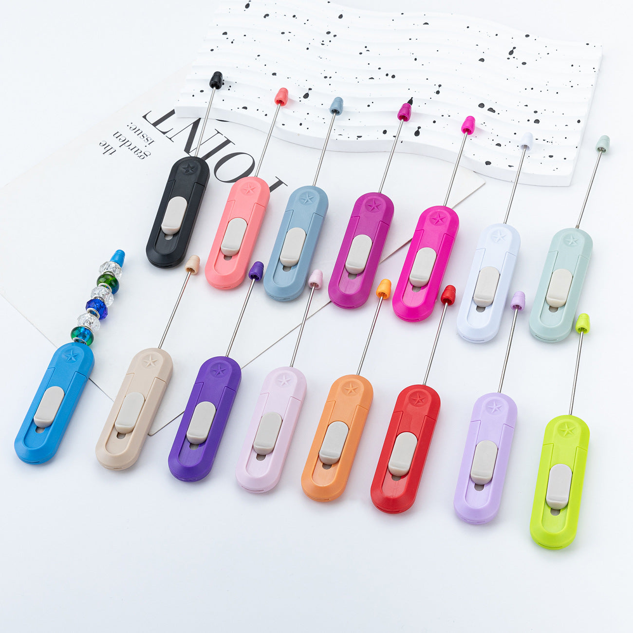 Wholesale DIY Beadable Mini Art Knife Portable Small Express Unboxing Knife Cute Design Open Envelope Office Paper Cutting Art Knife