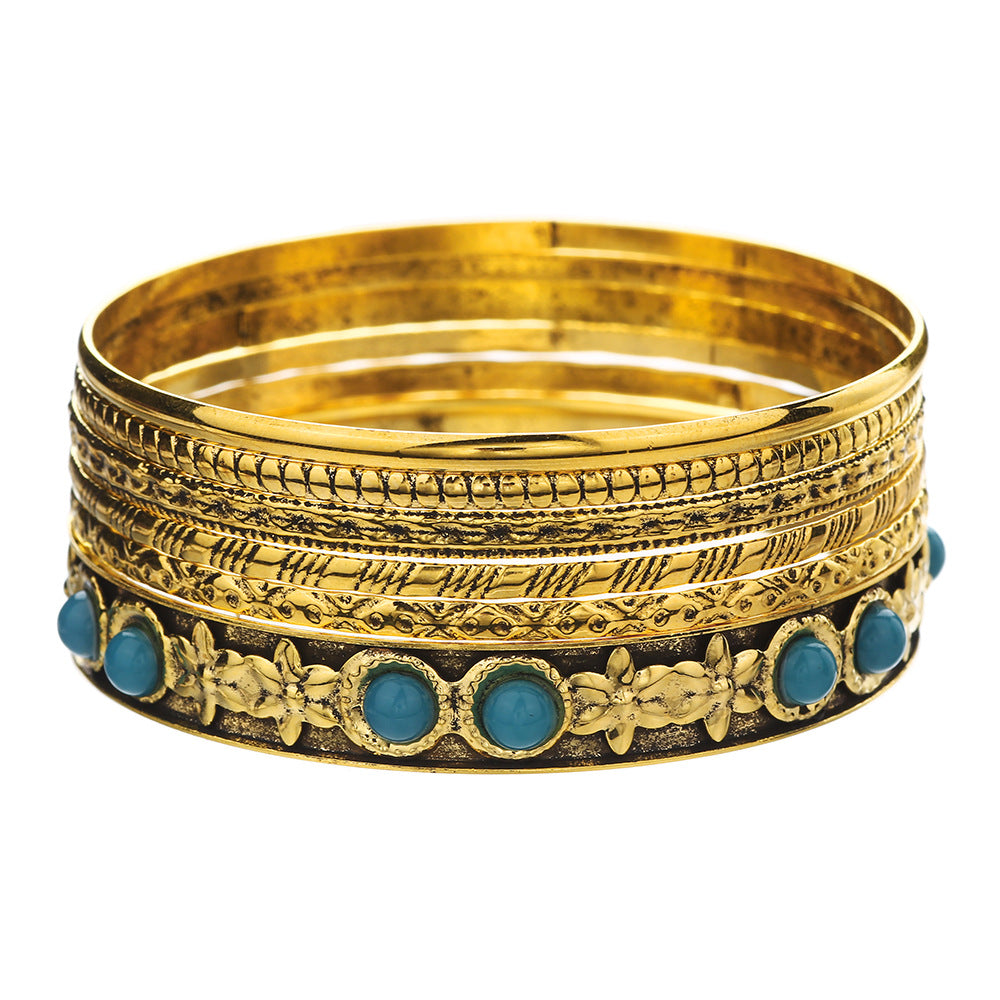 Wholesale Set of 12 Bracelets Set Cross-Border Jewelry Bohemian Style Multi-Layer Alloy Bracelets