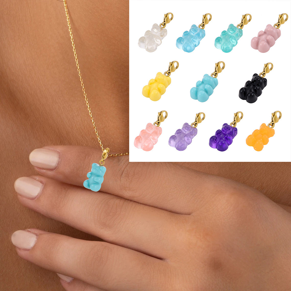 Wholesale  Macaron Colorful Bear DIY Jewelry Pendant