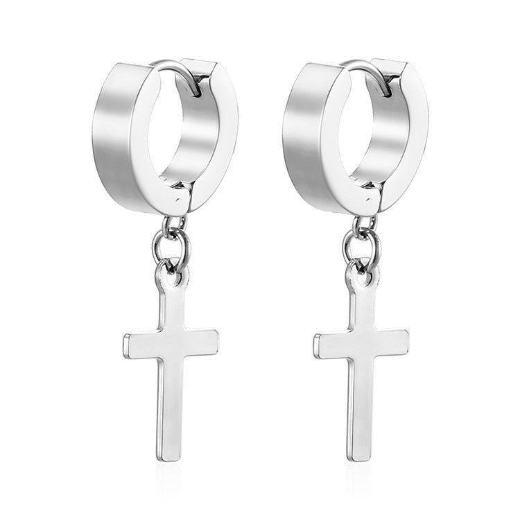 Wholesale Stainless Steel Earrings 18K Plated Cross Heart Bow Earrings ACC-ES-MuShan006