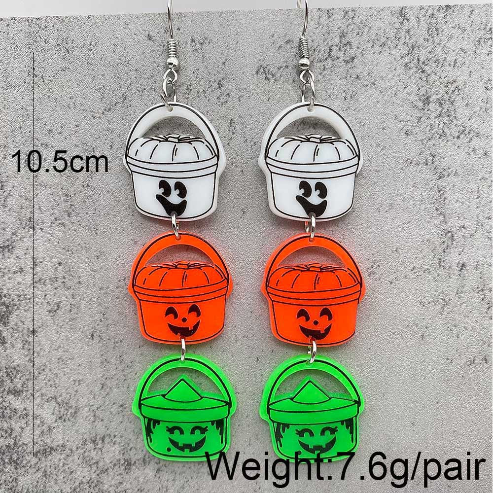 Wholesale Halloween Candy Basket Cowboy Ghost Face Acrylic Earrings ACC-ES-ChenY042