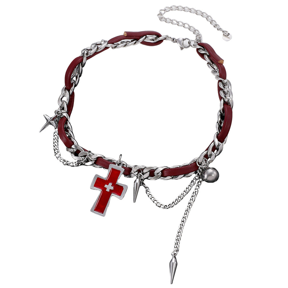 Wholesale Y2K Gothic Cross Choker Necklace Trendy Punk Style Jewelry Accessory Gift
