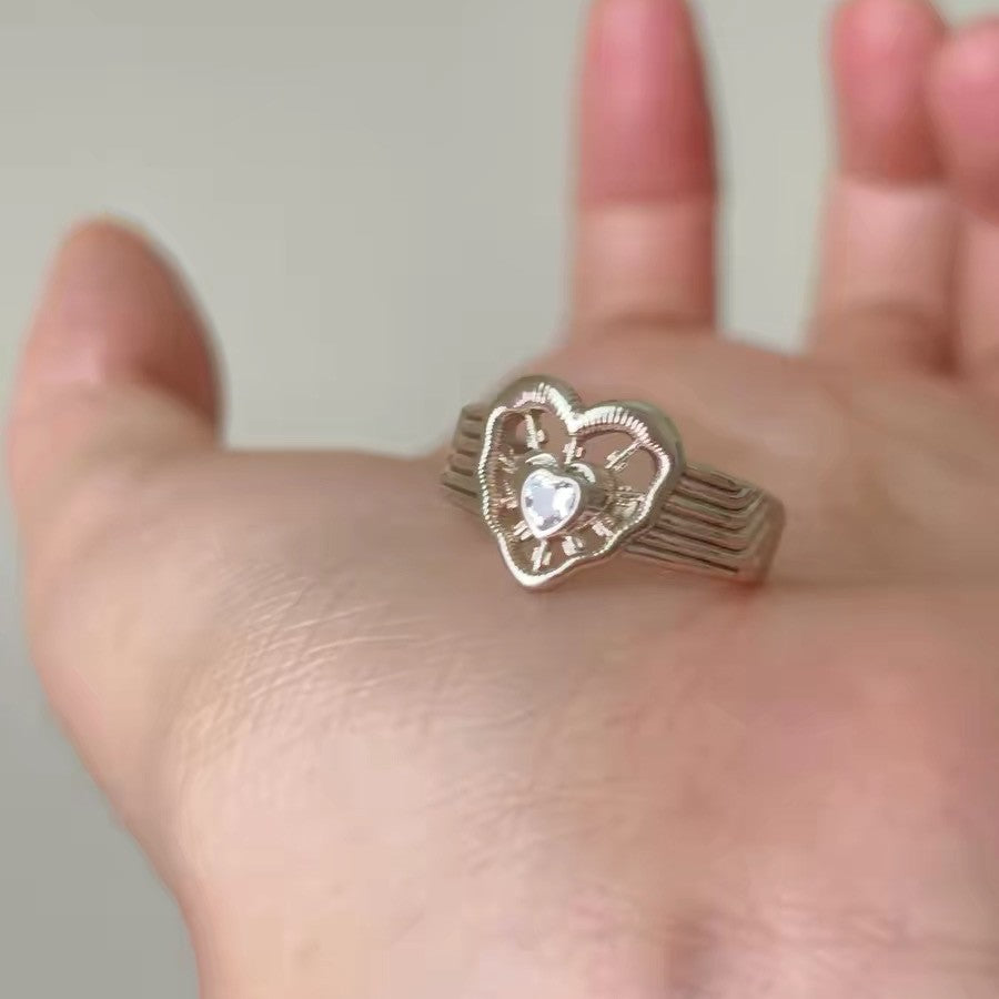 Wholesale Women S Hollow Heart Coffee Gold Ring Stylish Index Finger Jewelry Accessory For Everyday Wear