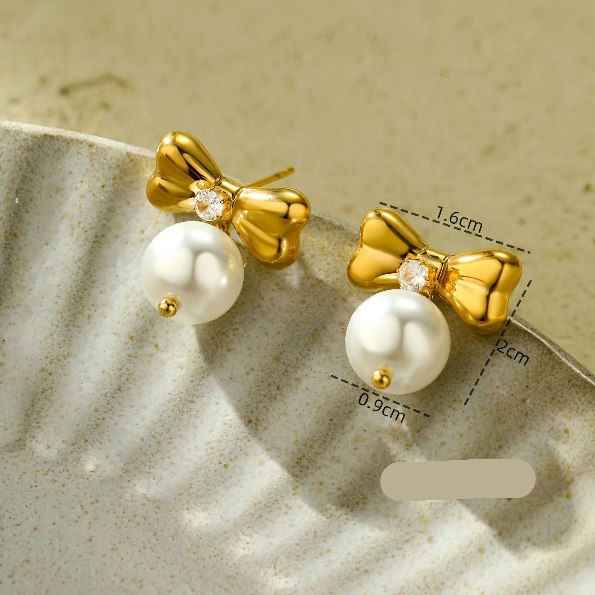 Wholesale  zircon bow  love stainless steel earrings