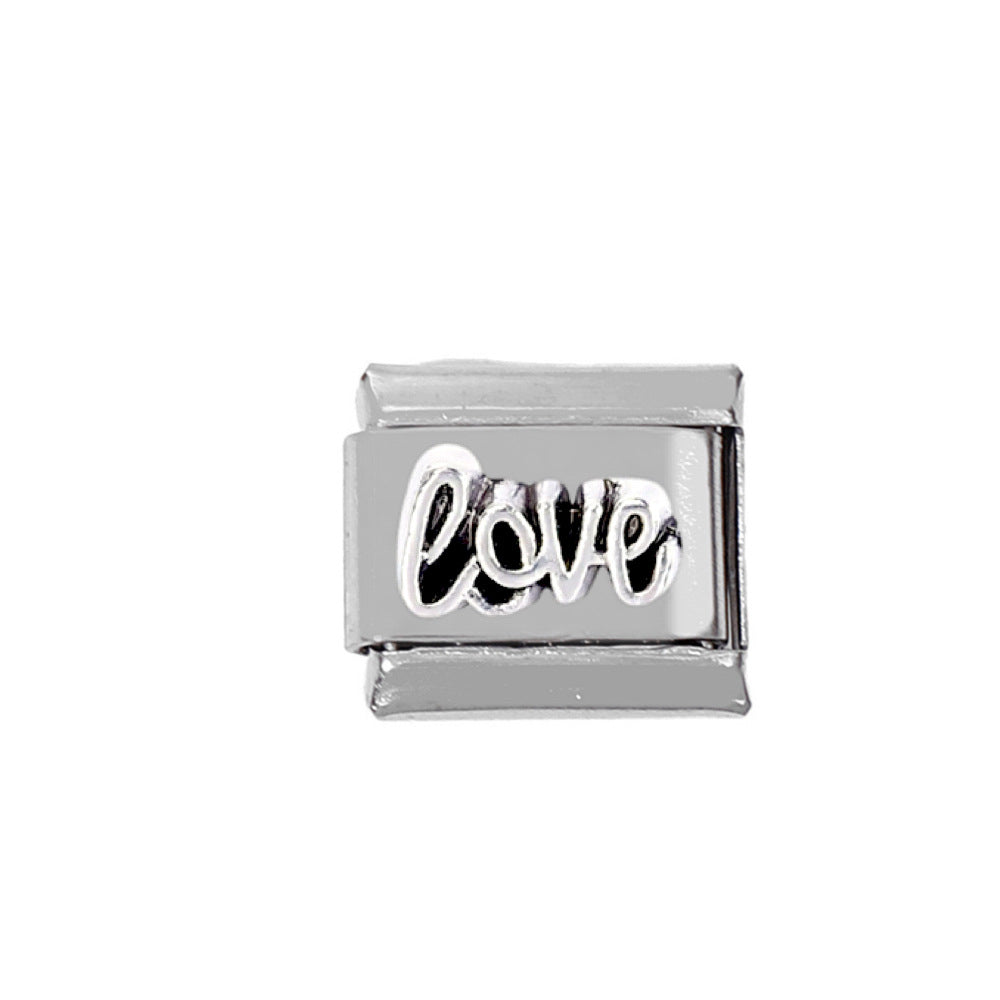 Wholesale 5pcs Italian Charm Bracelet Charm Module Stainless Steel Letter Bracelet 9mm DIY Pattern Free Stitching Detachable Composable Bracelet ACC-BT-DaLiang003