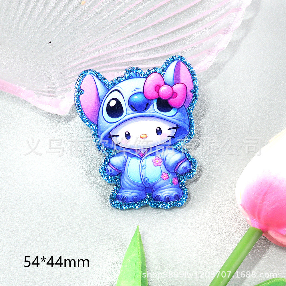 Wholesale 10pcs DIY Flatback Cartoon Rainbow Girl Acrylic Flatback Badge Reels Retractable Keychain DIY Accessories