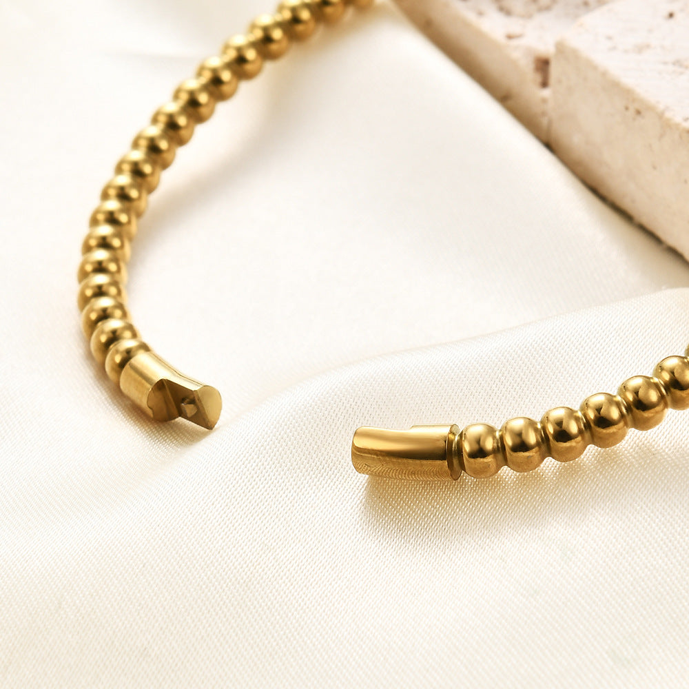 Wholesale 5MM Round Beads Stainless Steel Fashion Bracelet Titanium Steel ACC-BT-ZhongZhe003