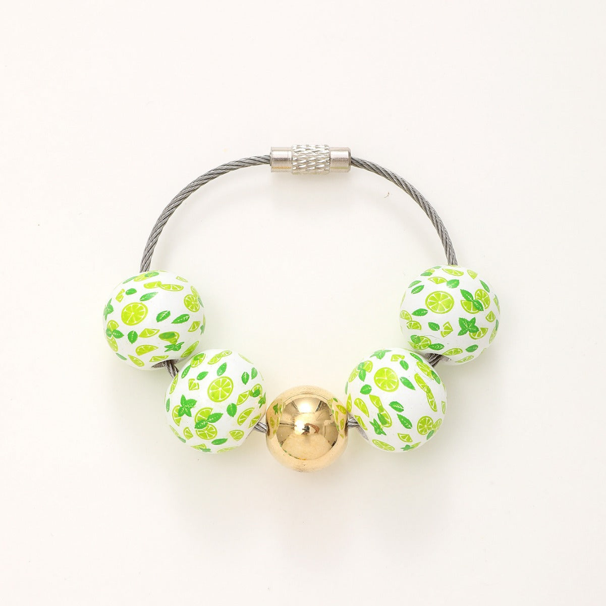 Wholesale Watermelon Flamingo Printed Wooden Beads Beaded Keychain ACC-KC-YTian025