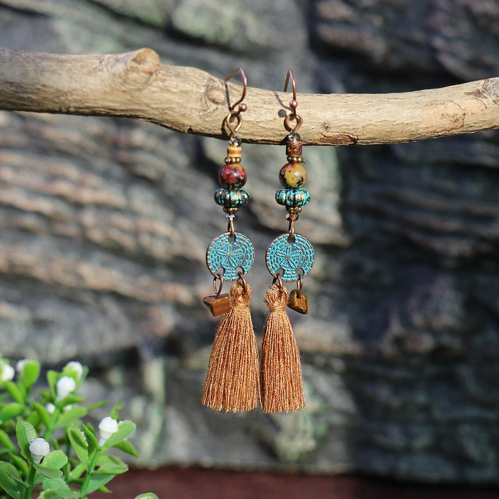 Wholesale Ethnic Style Tassel Round Earrings Fashion Accessory Gift for Women