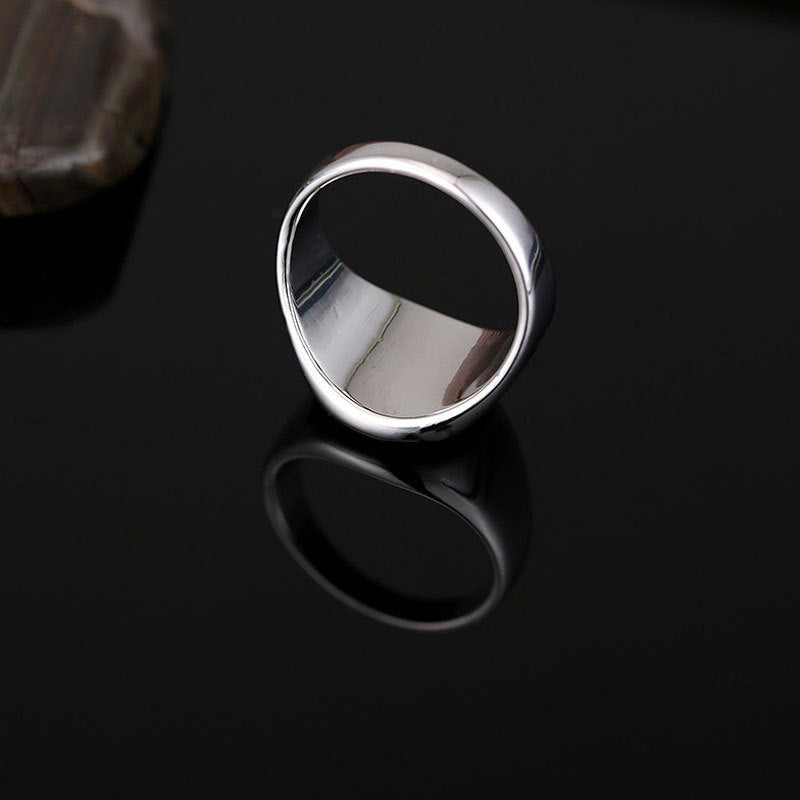Wholesale Hexagon Black Glossy Stainless Steel Ring Men's Titanium Steel Ring ACC-RS-Qiaoa003
