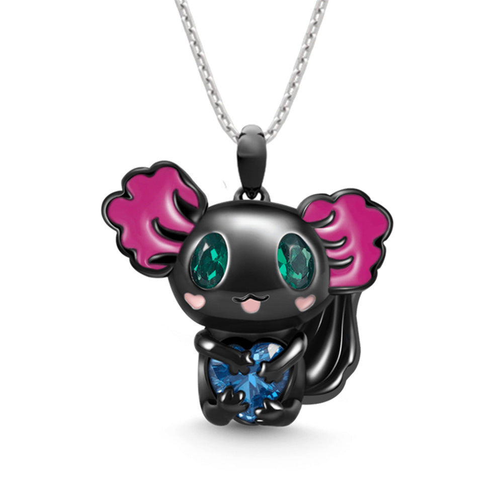 Wholesale cartoon fashion big eyes hug love little dragon lady necklace