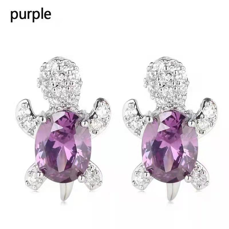 Wholesale Cartoon Colored Diamond Gemstone Turtle Alloy Earrings ACC-ES-JYS001