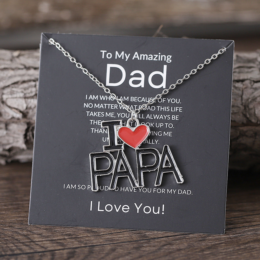 Wholesale mother's day father's day I love mom and dad pendant necklace