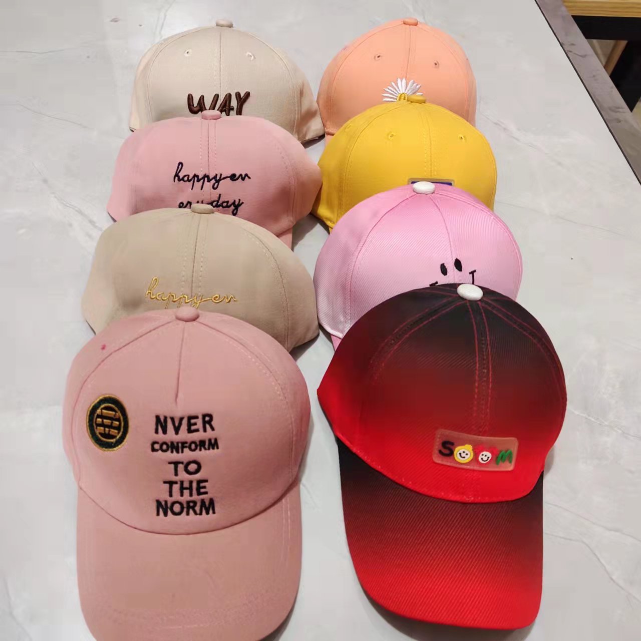 Wholesale Random Color Children's Soft Top Baseball Cap Letter Visor Cap Kids Hat ACC-KH-RunXie002