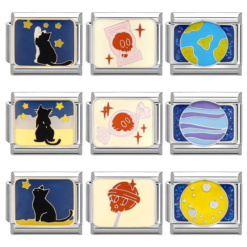 Wholesale Italian Beaded Bracelet 9mm DIY Splicing Removable Cat Candy Planet Series Titanium Steel Combinable Bracelet