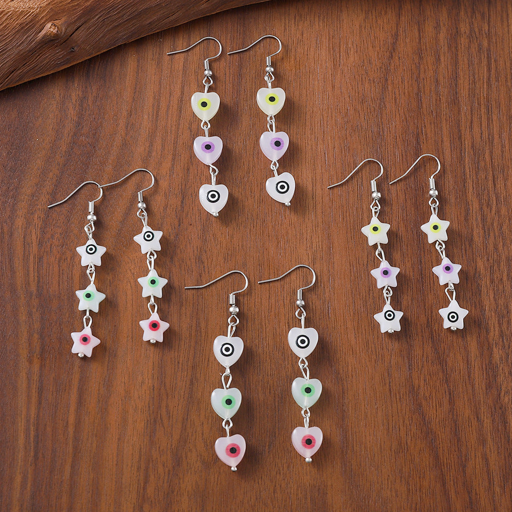 Wholesale Retro Evil Eye Tassel Flower Earrings Zinc Alloy Boutique Resale Jewelry Accessory