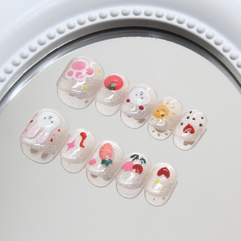 Wholesale 10 Pieces/box Cute Cartoon Bunny Nails Kits Children's Nail Stickers