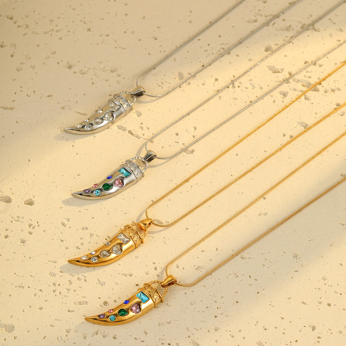 Wholesale  Colorful Zircon Necklace Stainless Steel Clavicle Chain