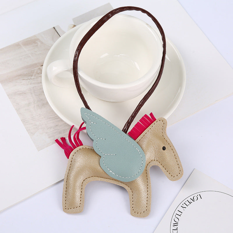 Wholesale Cute Pegasus Pendant PU Leather Camel Keychain
