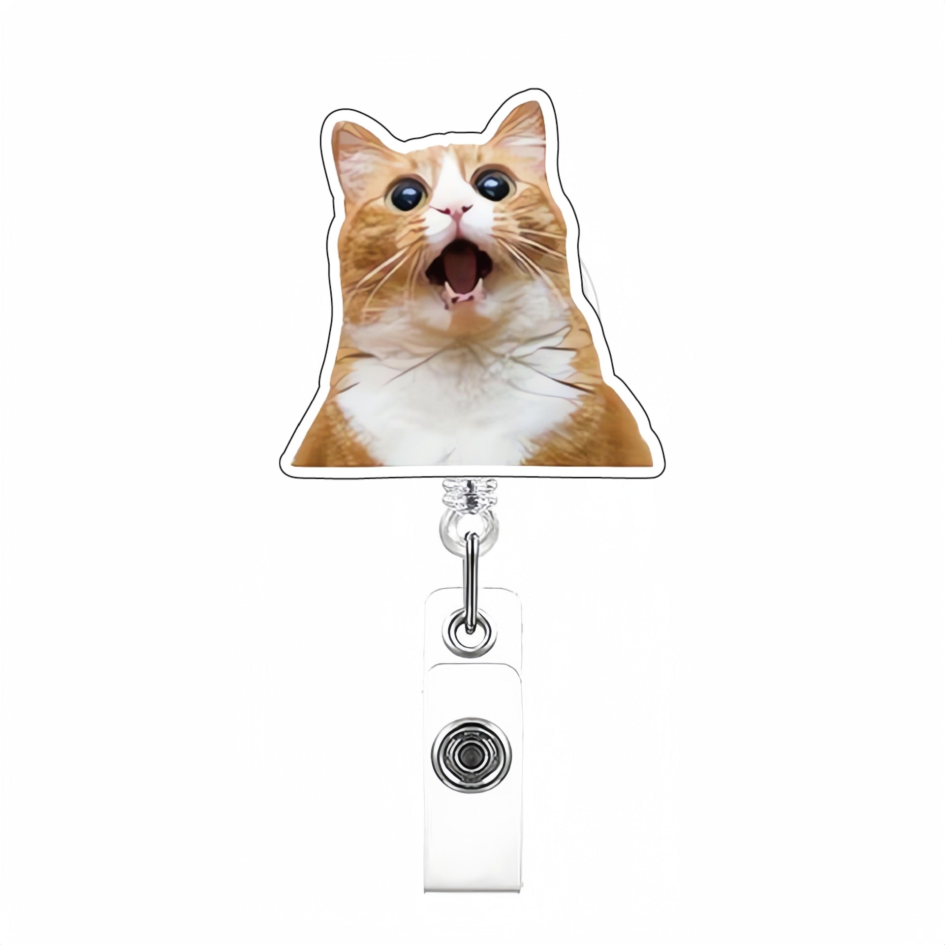 Wholesale Cute Cat Acrylic Retractable Rotating Badge Keychain