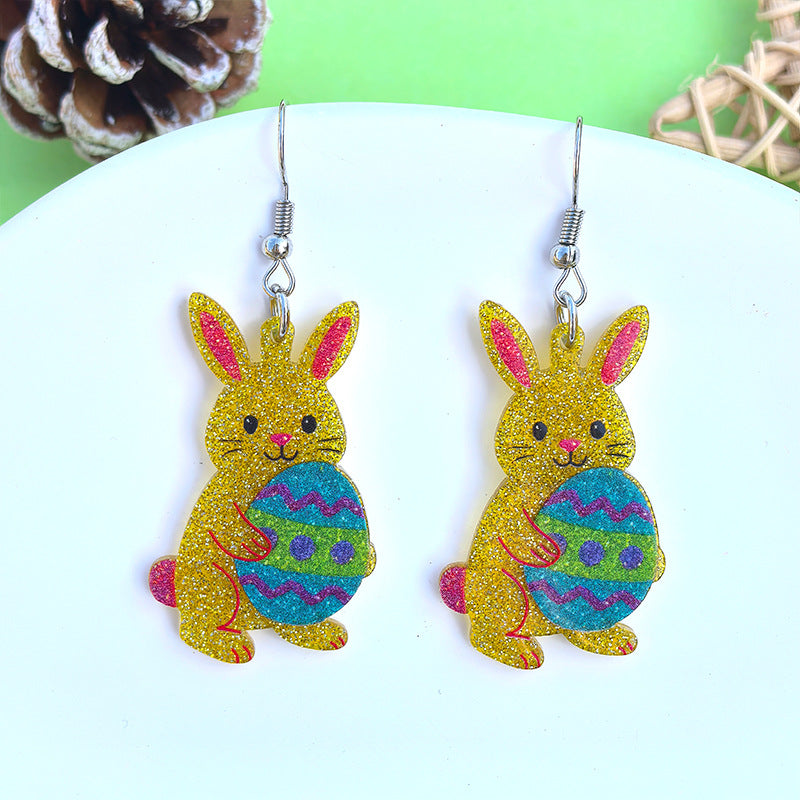 Wholesale Acrylic Easter bunny and egg earrings