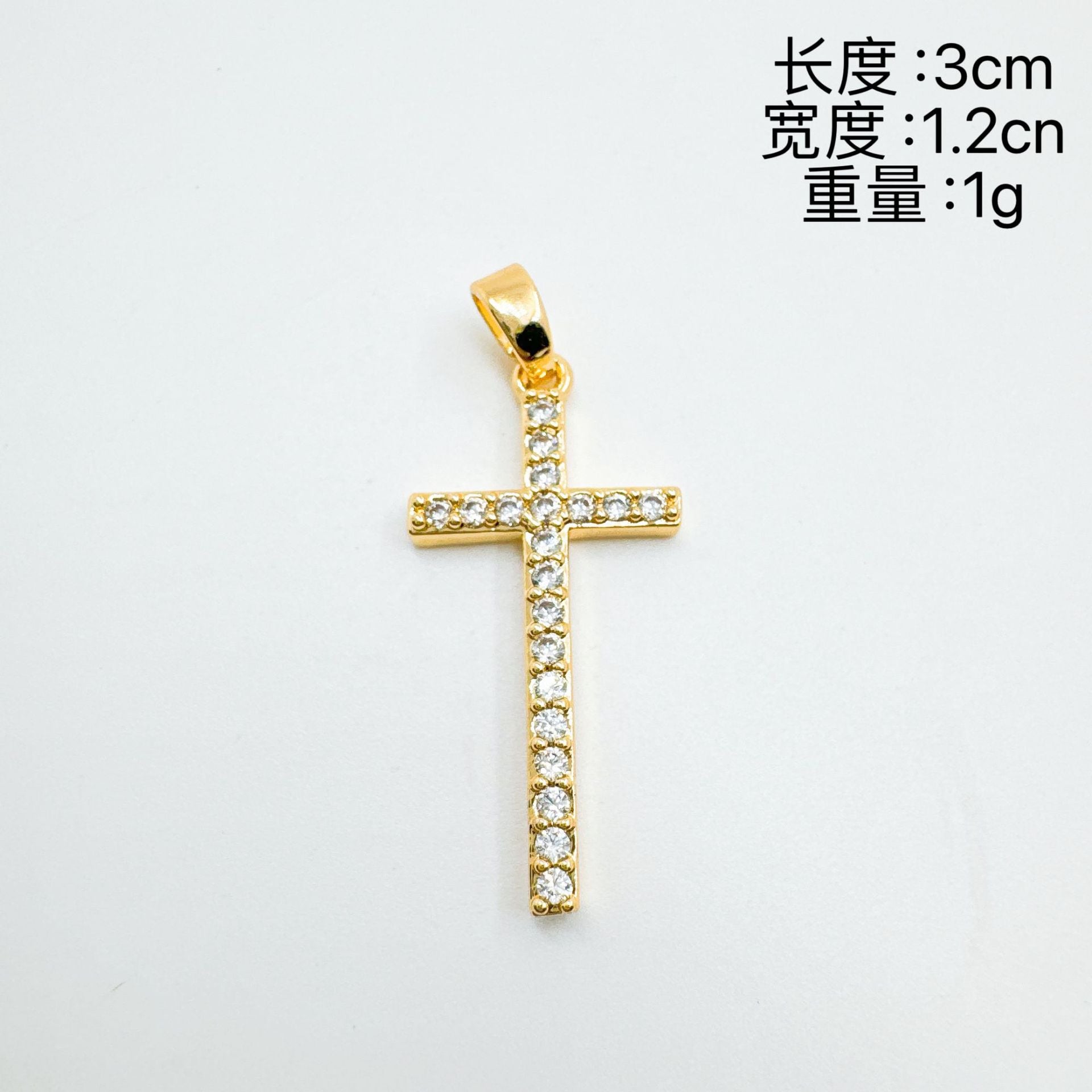 Wholesale Gold Plated Cross Necklace with Zircon Inlay,  Fashion Accessory for Women