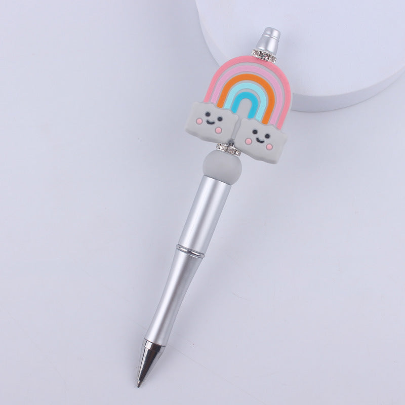 Wholesale beaded pen creative cartoon rainbow cloud silicone beaded pen  ballpoint pen