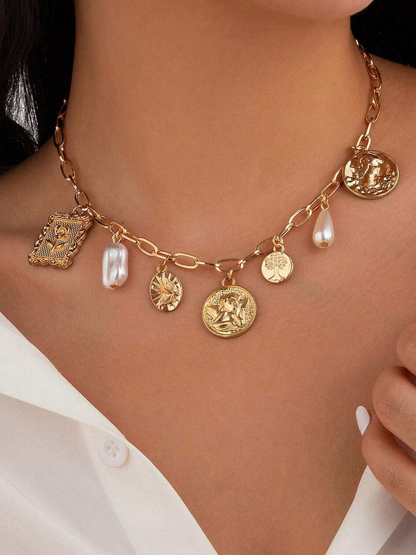 Wholesale Cool Hip-Hop Punk Style Avatar Square Pendant Necklace