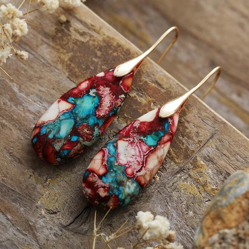 Wholesale  Natural Drop Emperor Stone Earrings