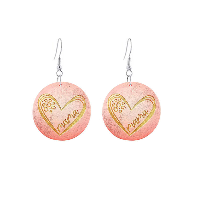 Wholesale Mother's Day Gift MAMA Wooden Earrings ACC-ES-YiYuan015