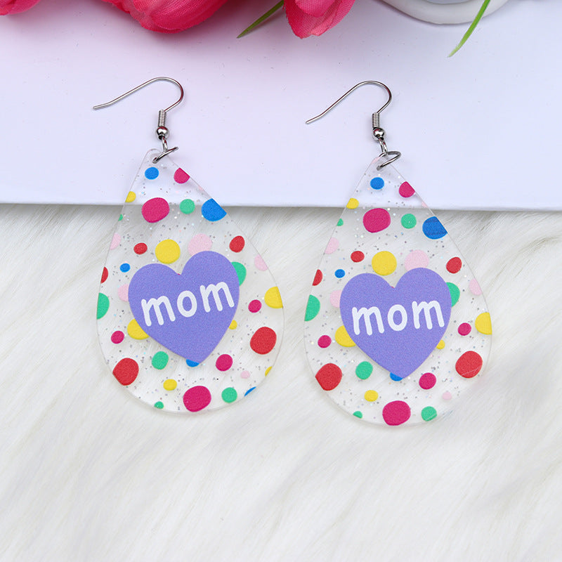 Wholesale Mother's Day Gift MOM Acrylic Printed Earrings ACC-ES-DA005