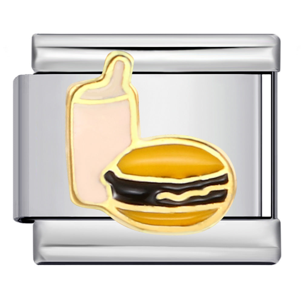 Wholesale Italian Charm Bracelet 9mm DIY Splicing Removable Cartoon Food Element Stainless Steel Composable Bracelet